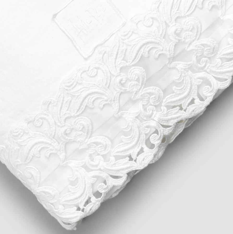 Lenzuolo di Lino Bianco con Pizzo per Letto Matrimoniale Alta Qualità - Fiumana