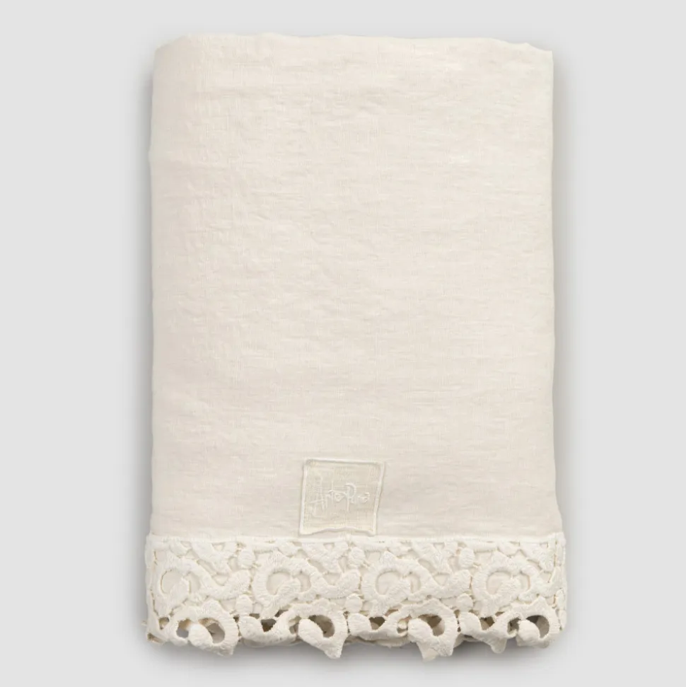 Lenzuolo Letto Matrimoniale in Lino con Pizzo Poema, 3 Finiture - Dulcis