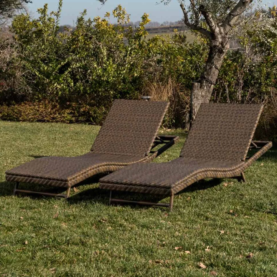 Lettino da Esterno in Polyrattan con Ruote – Meredith