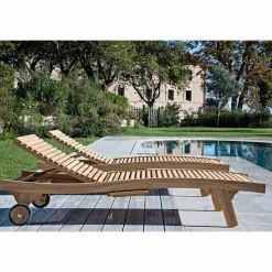 Lettino da Esterno in Teak Naturale – Yggdrasil