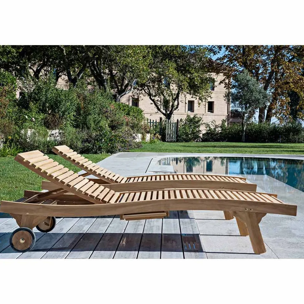 Lettino da Esterno in Teak Naturale – Yggdrasil