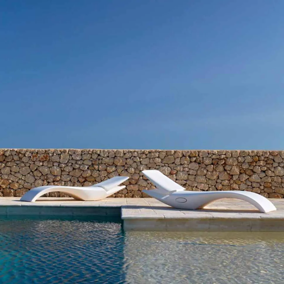 Lettino da Giardino Chaise Longue di Design in Plastica Bianca - Zoe by Mayyour