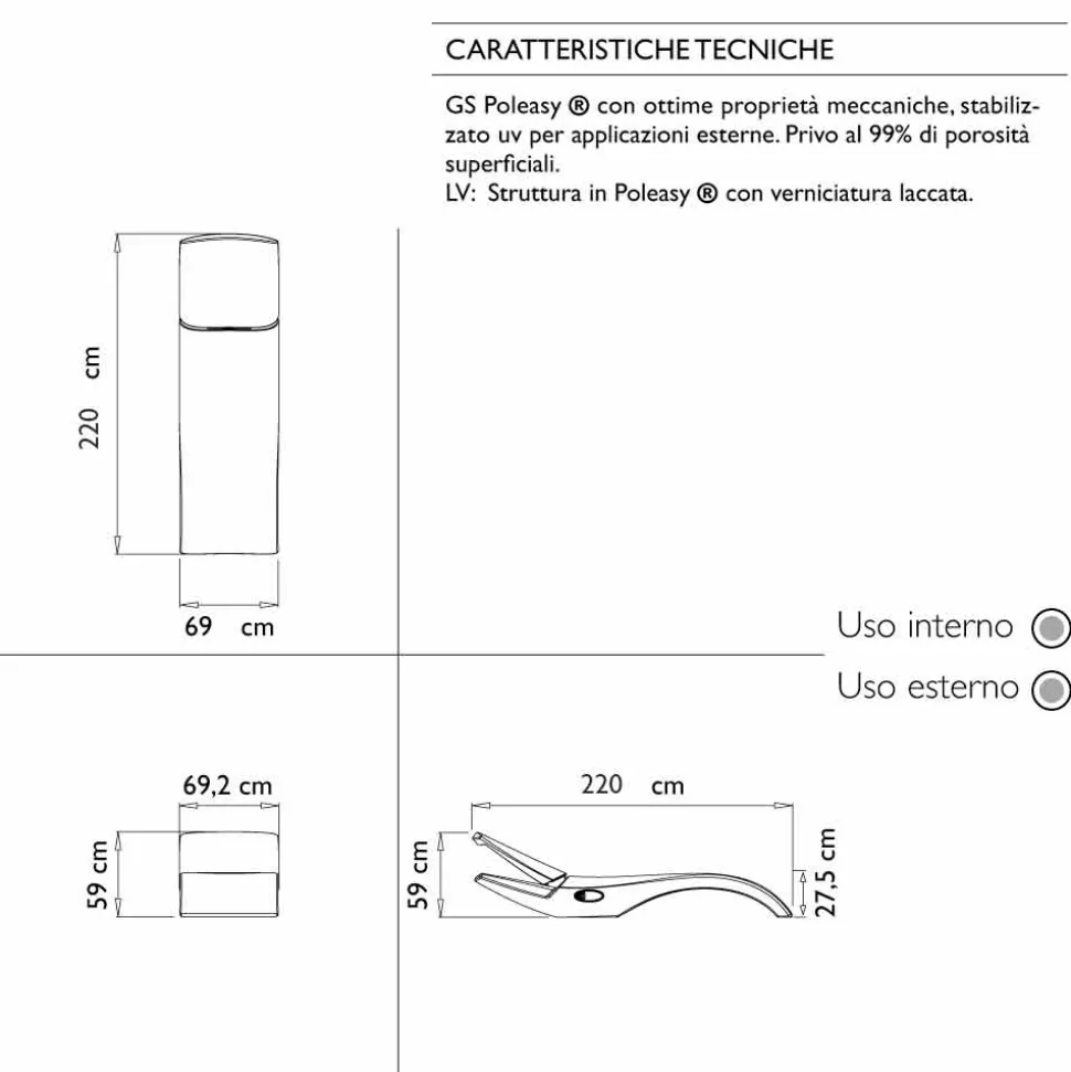 Lettino da Giardino Chaise Longue di Design in Plastica Bianca - Zoe by Mayyour