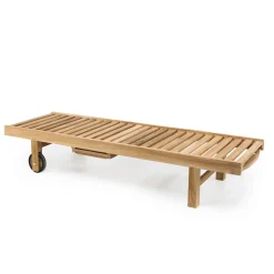 Lettino da Giardino in Legno di Teak Naturale e Cuscino Opzionale – Yggdrasil