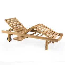 Lettino da Giardino in Legno di Teak Naturale e Cuscino Opzionale – Yggdrasil