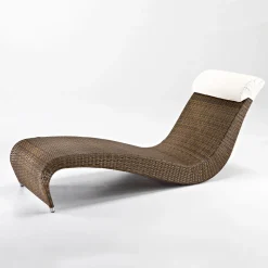 Lettino da Giardino in Polyrattan con Cuscino Poggiatesta – Viserys