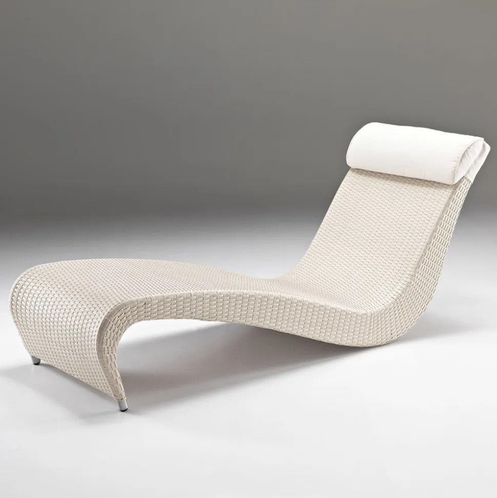 Lettino da Giardino in Polyrattan con Cuscino Poggiatesta – Viserys