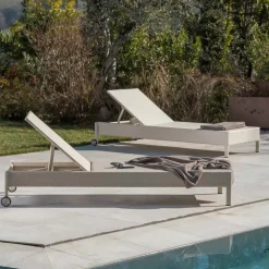 Lettino da Giardino in Polyrattan con Ruote – Sunbathe