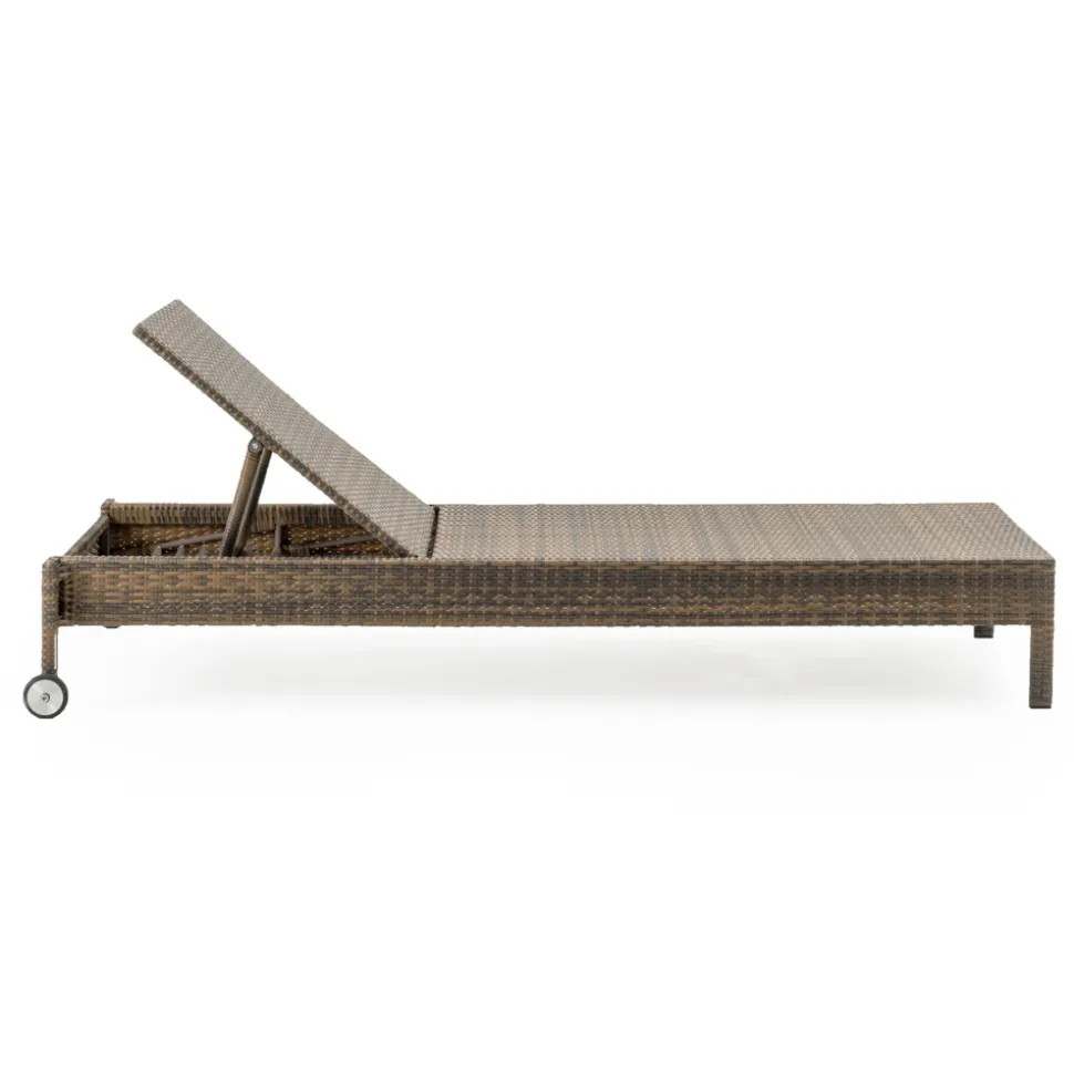 Lettino da Giardino in Polyrattan con Ruote – Sunbathe