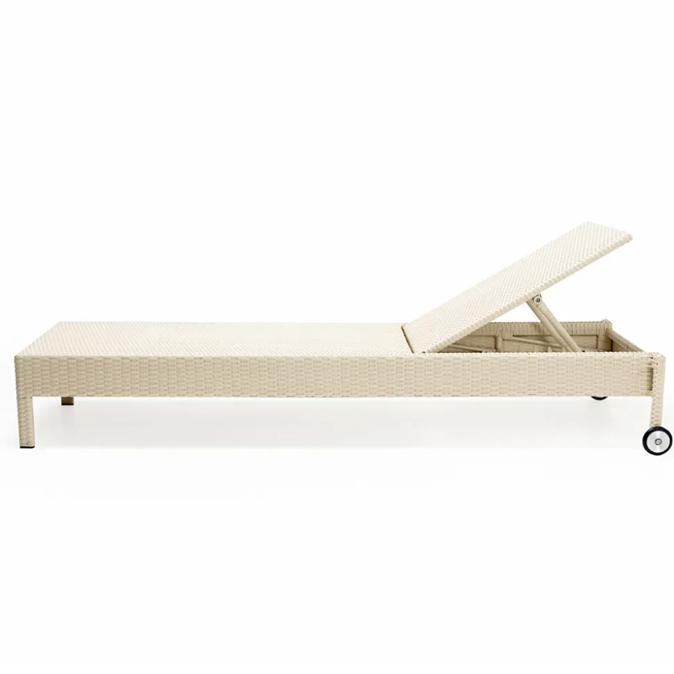 Lettino da Giardino in Polyrattan con Ruote – Sunbathe