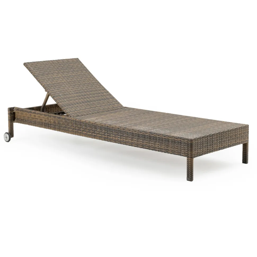 Lettino da Giardino in Polyrattan con Ruote – Sunbathe