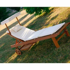 Lettino regolabile da giardino in legno di teak