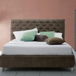 Letto Contenitore Matrimoniale Imbottito Tessuto o Ecopelle Made in Italy – Euro