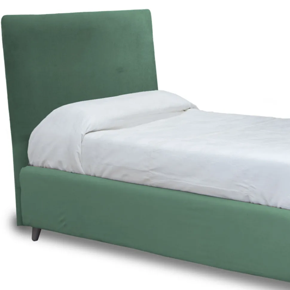 Letto da Una Piazza con Testiera in Tessuto Realizzato in Italia - Fiuto