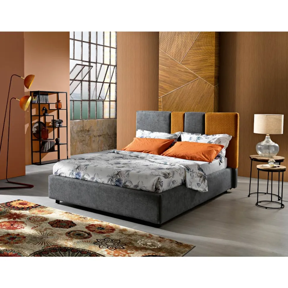 Letto Imbottito Matrimoniale Moderno con Pieghe o Trapuntato di Design - Thomas