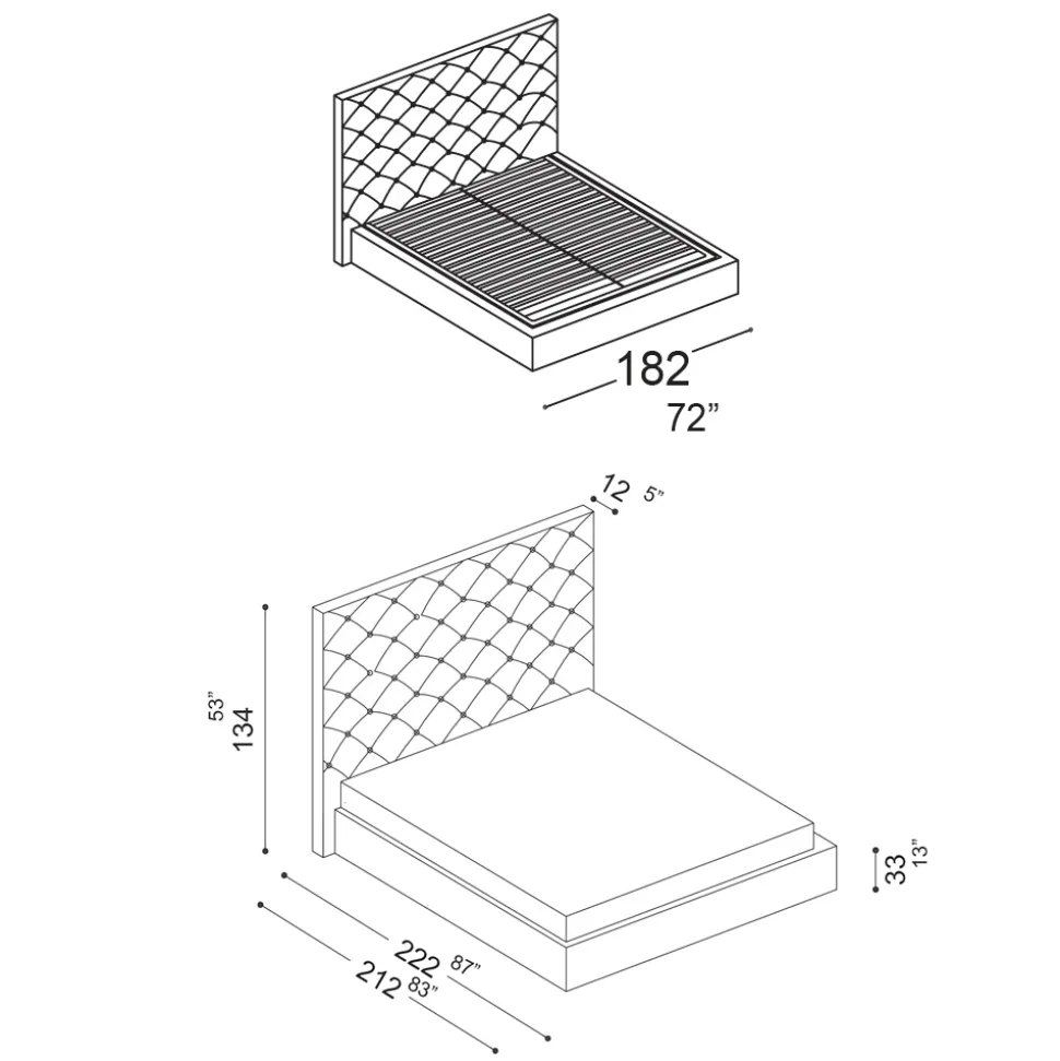 Letto Matrimoniale Capitonné con Contenitore Opzionale Made in Italy - Sciocco