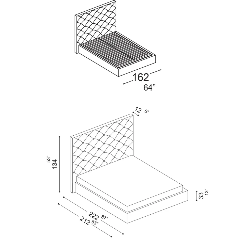 Letto Matrimoniale Capitonné con Contenitore Opzionale Made in Italy - Sciocco