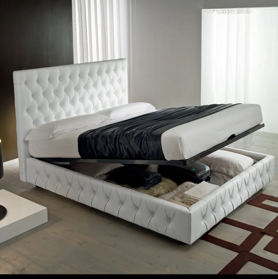 Letto Matrimoniale Capitonné con Contenitore Opzionale Made in Italy - Sciocco