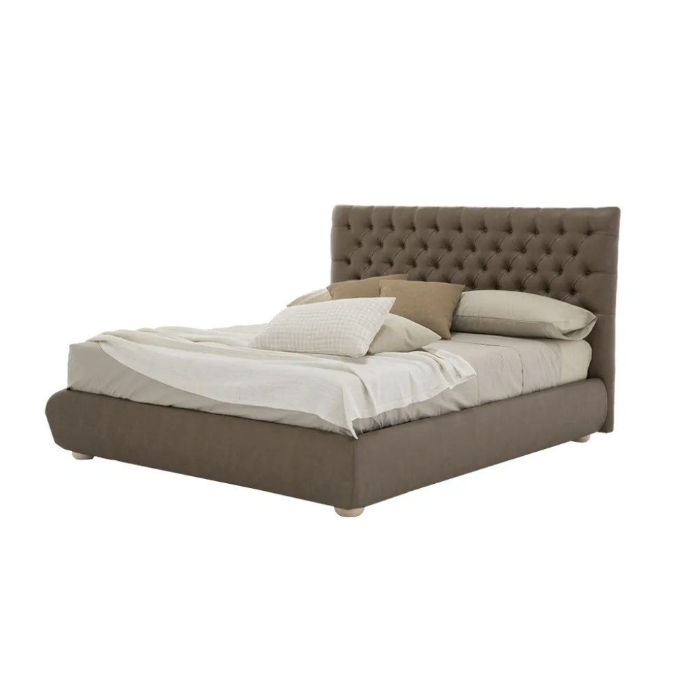 Letto Matrimoniale Classico con Box in Tessuto o Ecopelle Made in Italy – Libano