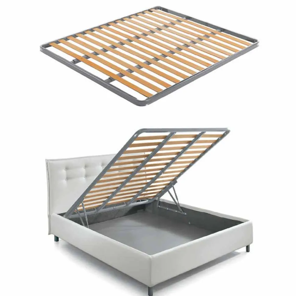 Letto Matrimoniale con Cassettone Imbottito in Ecopelle Made in Italy – Paolo