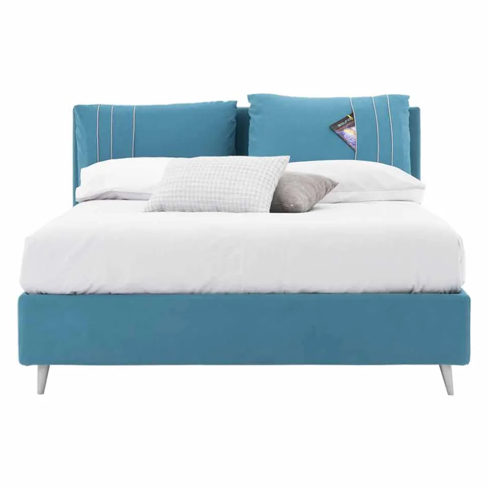 Letto Matrimoniale con Contenitore Rivestito in Tessuto Made in Italy - Renato