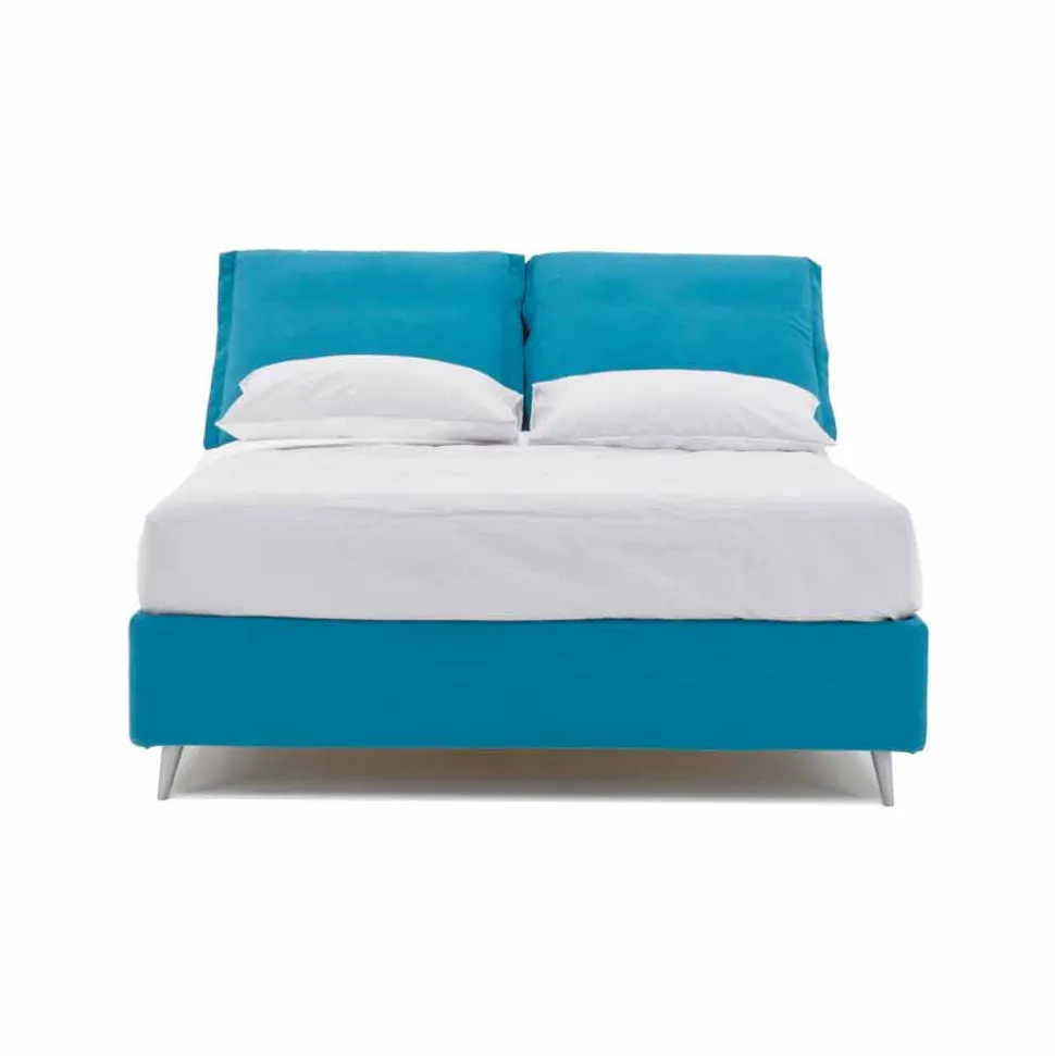 Letto Matrimoniale con Contenitore Rivestito in Tessuto Made in Italy - Renato