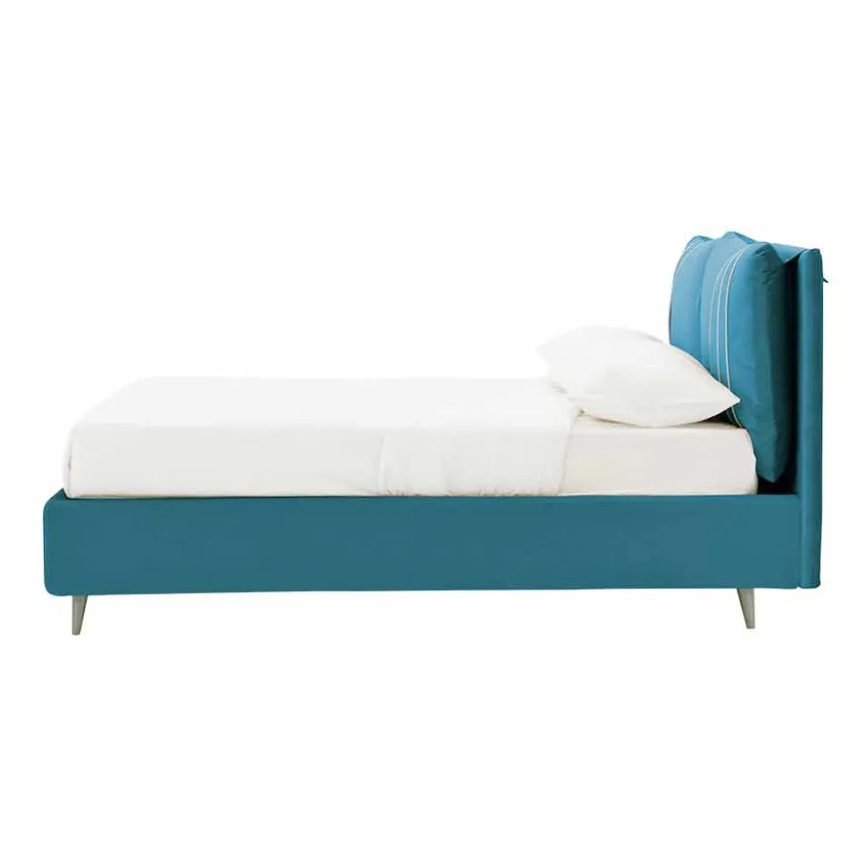 Letto Matrimoniale con Contenitore Rivestito in Tessuto Made in Italy - Renato