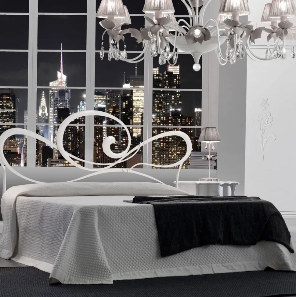 Letto Matrimoniale con Giroletto in Ferro Made in Italy - Ombra