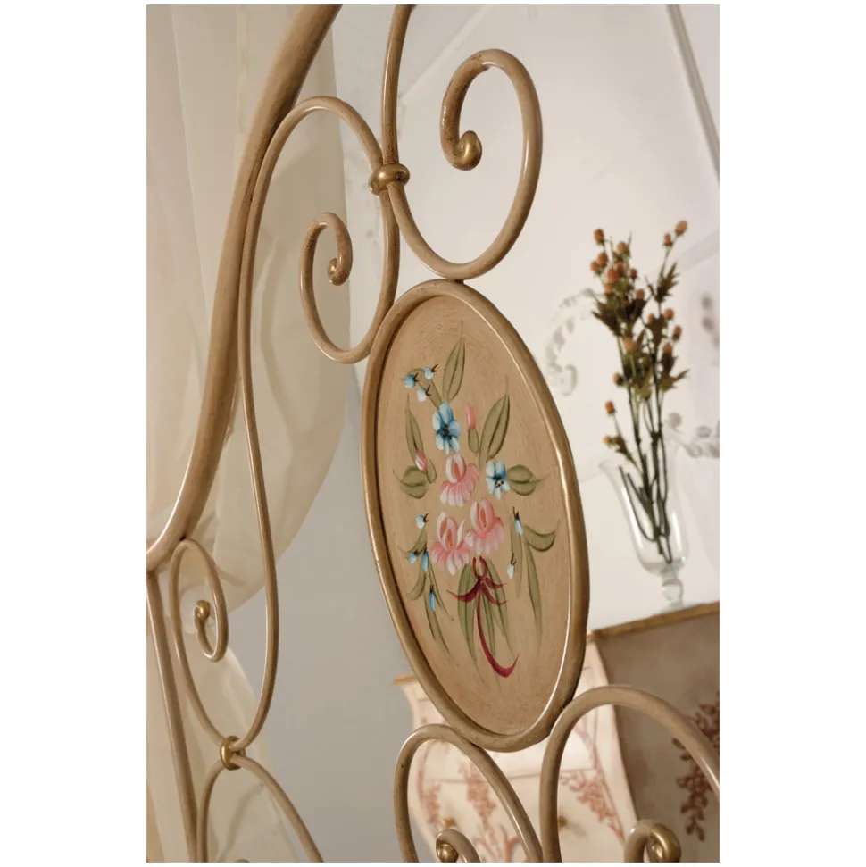 Letto Matrimoniale con Pediera Coordinata in Ferro Tubolare Made in Italy - Chic