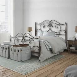 Letto Matrimoniale con Pediera Coordinata in Ferro Made in Italy - Penny