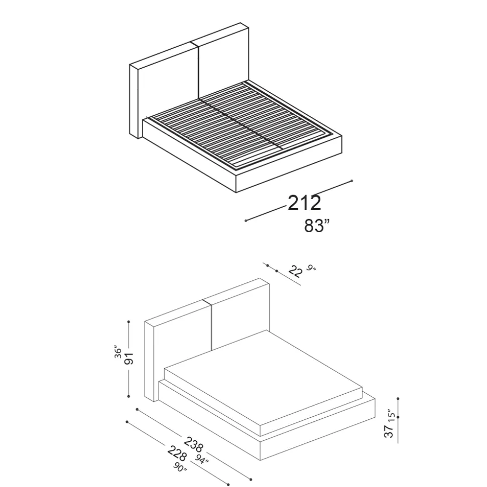 Letto Matrimoniale con Rete e Contenitore Opzionale Made in Italy - Ribelle