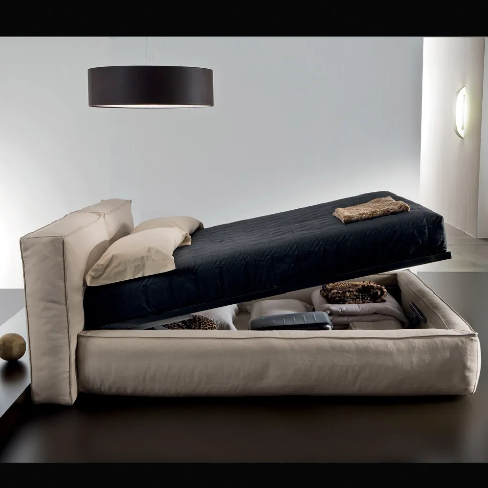 Letto Matrimoniale con Rete e Contenitore Opzionale Made in Italy - Ribelle