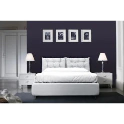 Letto Matrimoniale con Testata Imbottita e Piedini Made in Italy - Aaron