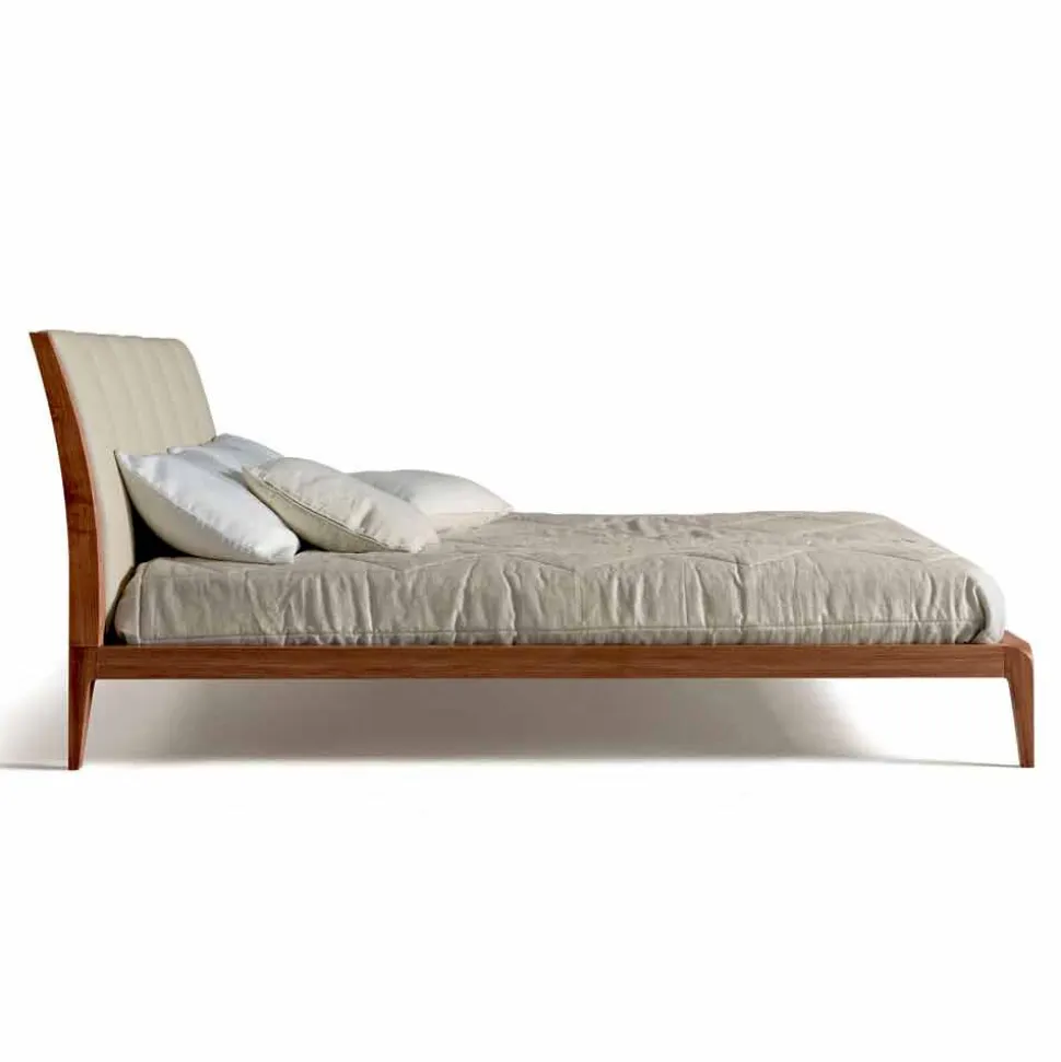 Letto Matrimoniale con Testata Imbottita in Pelle Menardo