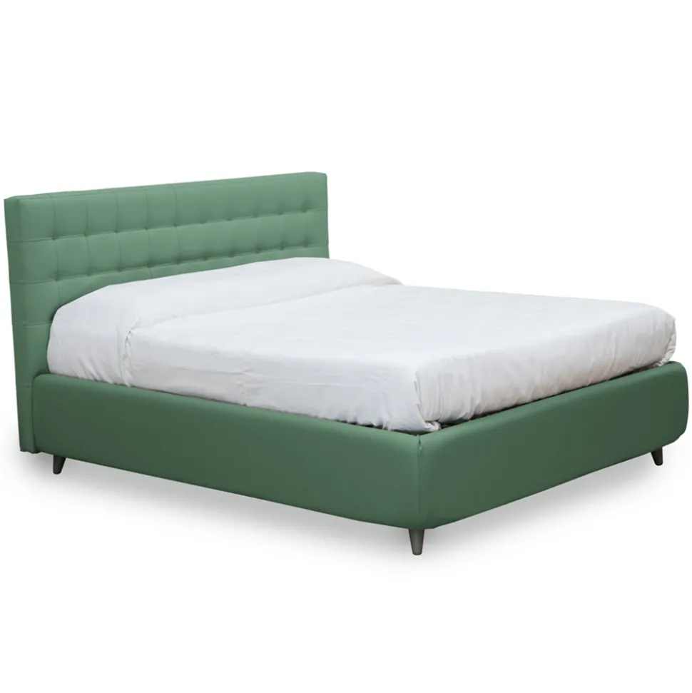 Letto Matrimoniale con Testiera in Ecopelle o Tessuto Made in Italy - Buddy