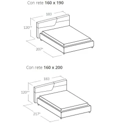 Letto Matrimoniale di Design Moderno con Testata a Pieghe o Trapuntata - Alano