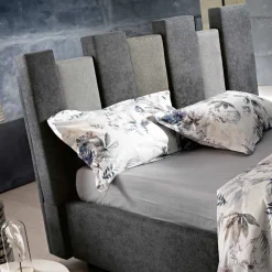 Letto Matrimoniale di Design Imbottito Moderno Blu o Grigio Alta Qualità - Kenzo