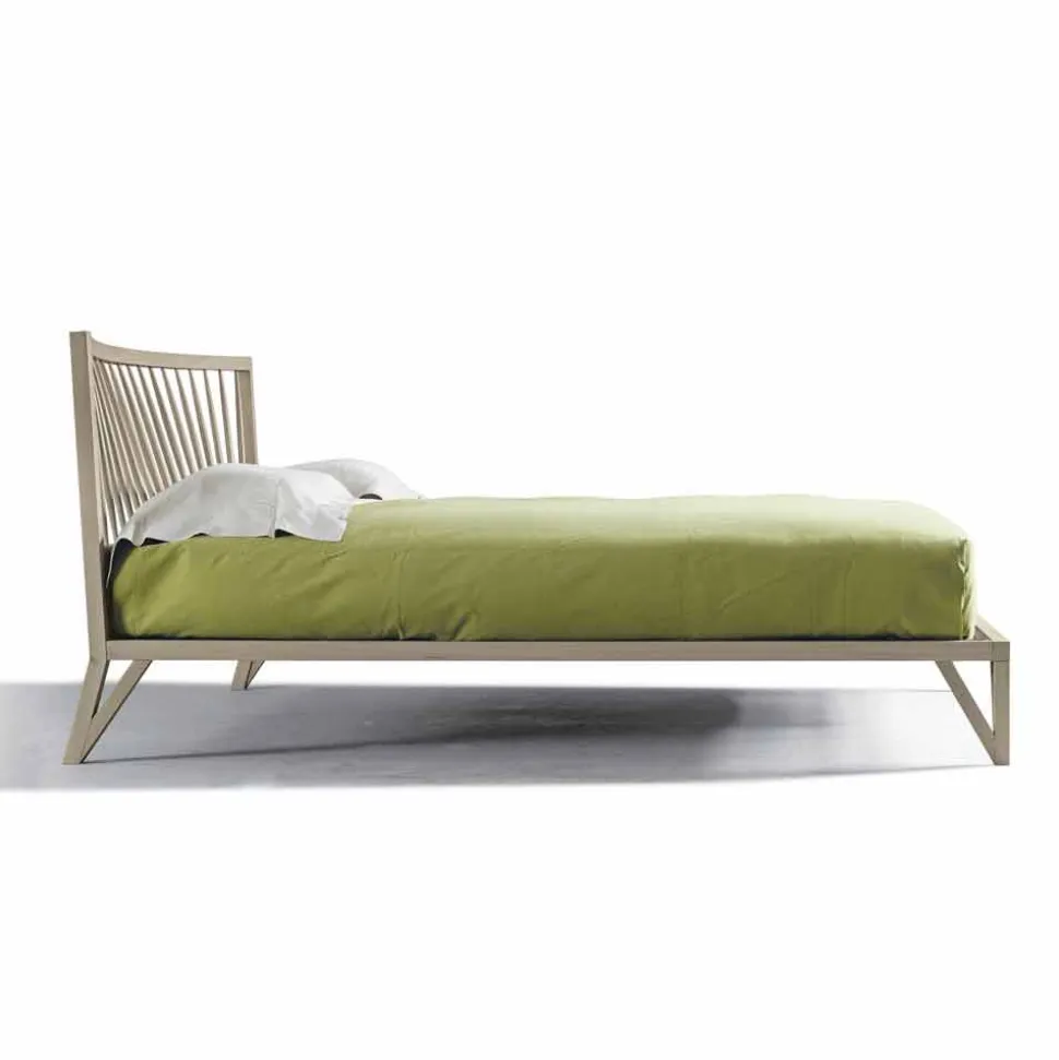 Letto matrimoniale di design 160x200cm con base in noce massello Alain