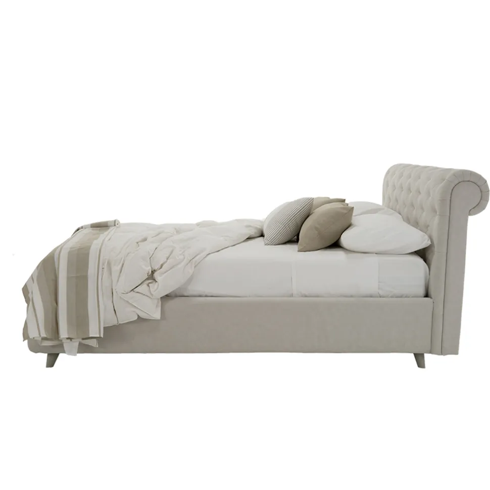 Letto Matrimoniale di Design Imbottito con Contenitore Made in Italy – Scarpetta