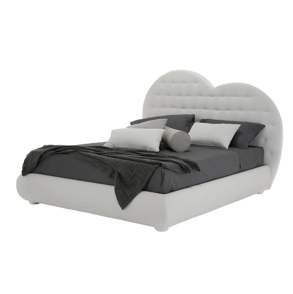 Letto Matrimoniale di Lusso con Box e Swarovski Made in Italy – Cuoricino
