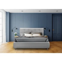Letto Matrimoniale Imbottito con Contenitore Opzionale Made in Italy - Akira