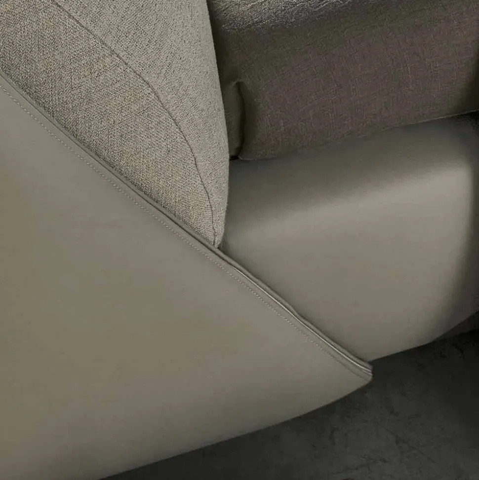 Letto Matrimoniale Imbottito e Rivestito in Tessuto e Pelle Made in Italy - Lula