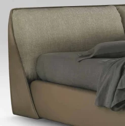 Letto Matrimoniale Imbottito e Rivestito in Tessuto e Pelle Made in Italy - Lula