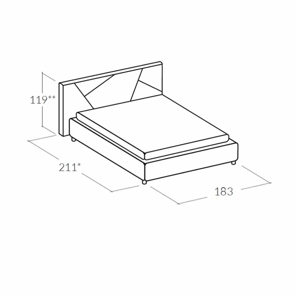 Letto matrimoniale imbottito con contenitore alzante 160x190/200cm Mia