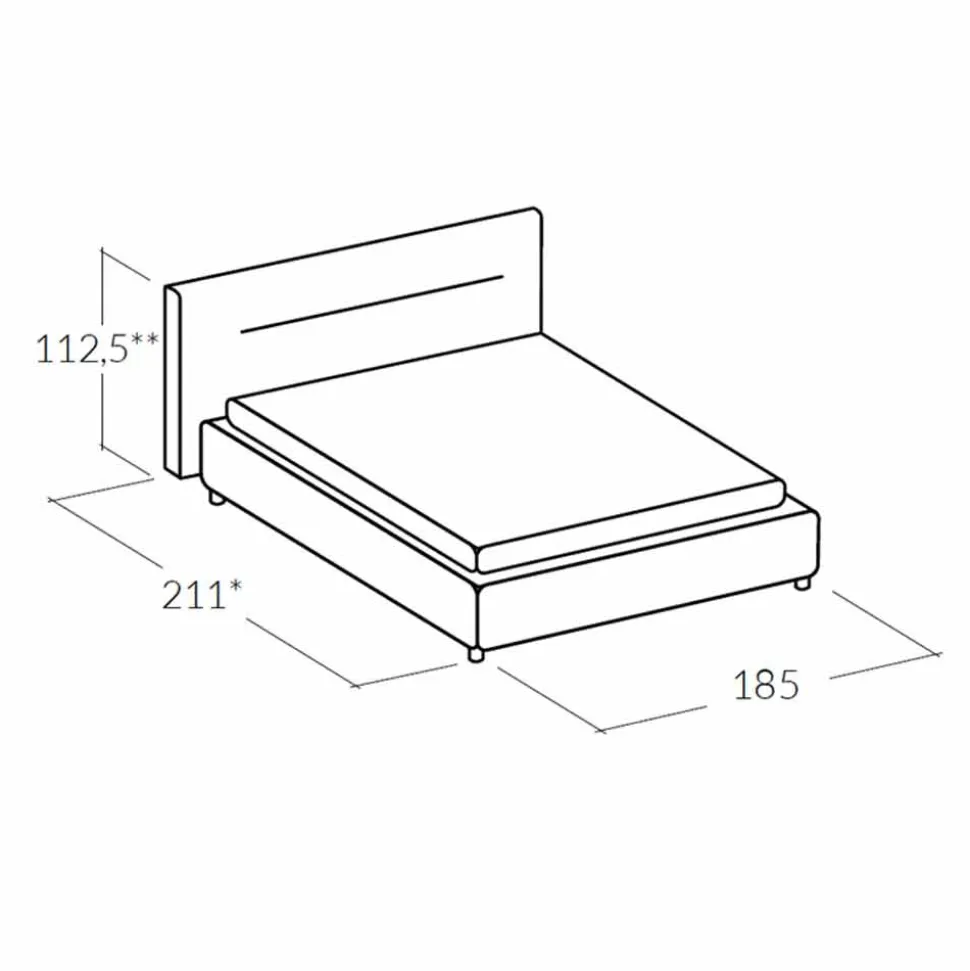 Letto matrimoniale imbottito moderno con box alzante 160x190/200cm Sun