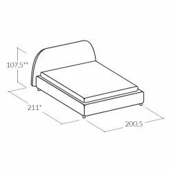 Letto matrimoniale imbottito con contenitore moderno 160x190/200 Reby