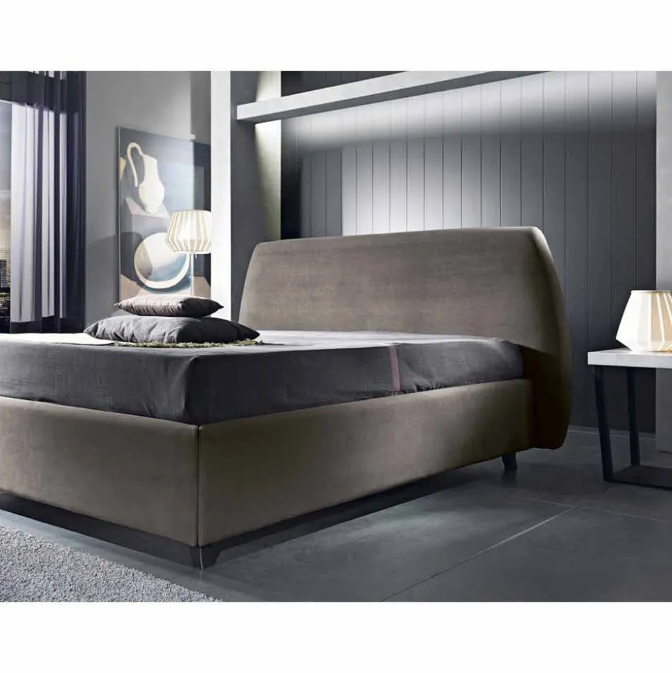 Letto matrimoniale imbottito con contenitore moderno 160x190/200 Reby