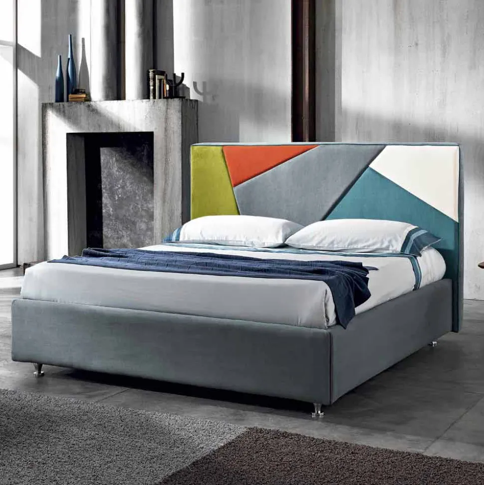 Letto matrimoniale imbottito con box alzante 160x190/200cm Mia