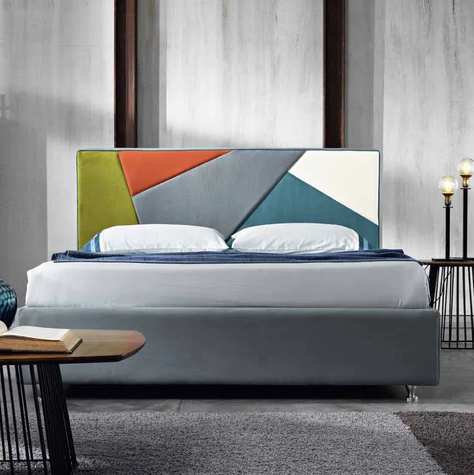 Letto matrimoniale imbottito con box alzante 160x190/200cm Mia