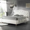 Letto matrimoniale imbottito in ecopelle con box 160x190/200 cm Agly
